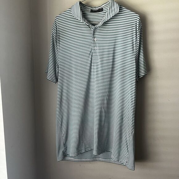 G/FORE Green and White Striped Polo Shirt - Picture 1 of 9